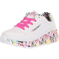 SKECHERS Mädchen Uno Lite Lovely Luv Sneaker, White Synthetic H. Pink Trim, 38