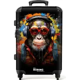 NoBoringSuitcases.com NoBoringSuitcases.com® Handgepäck Koffer Reisekoffer, Reisetasche mit Kopfhörern und Graffiti-Spray - Kombinationsschloss TSA Schloss, Koffer Klein, Graffiti-Druck