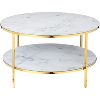 SalesFever Couchtisch Tischplatten in Marmoroptik, Weiß/Gold | gold, |