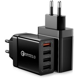 2 Stück 4-Ports USB Ladegerät Ladeadapter mit 33W Intelligent QC 3.0 Schnellladegerät Mehrfach USB Netzteil Stecker für iPhone 15 14 13 12 11 Pro X 8 7, Samsung S23 S22 S21 S20 FE S10 A54, Handy