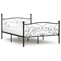 vidaXL Bettgestell mit Lattenrost Schwarz Metall 160 × 200 cm