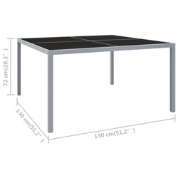 Garten-Esstisch Glas und Stahl| vidaXL : Farbe - Grau
