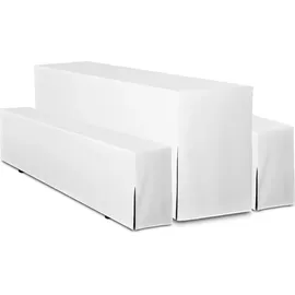 TexDeko Biertischhusse Premium für Bierzeltgarnitur 220 x 50cm Blickdicht waschbar nur Tisch (Weiß)