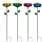4 Stück Metall Bienentränke Blumes Für Den Garten, 63,5 cm Stehend Vogeltränke Futterstation Gartendekoration, Insektentränke Wasserschale Gartenstecker Für Gartenbewässerung, Terrasse, Rasen