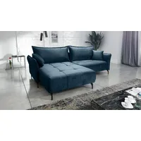 Fun Möbel Ecksofa Schlafsofa Sofa VICTORIA Stoff Element Dunkelblau Ottomane Links - Blau