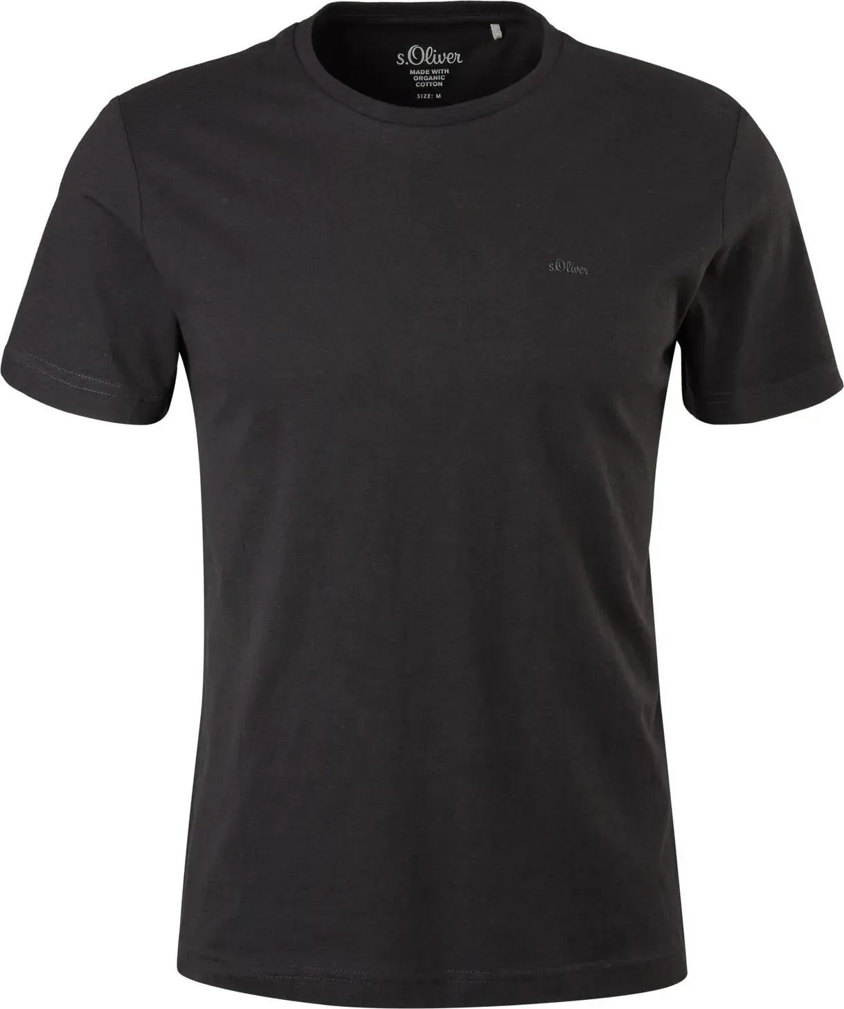 S.Oliver, Herren, Shirt, Herren T-Shirts Baumwolle Rundhals Ausschnitt Logo modern 2 Stück, Schwarz, (L)