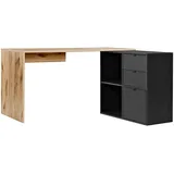mokebo Eckschreibtisch Eiche, Schwarz, Holzwerkstoff, 145x77x65 cm, Arbeitszimmer, Schreibtische, Eckschreibtische