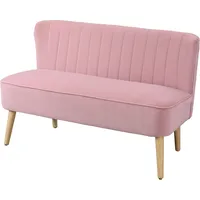 HOMCOM Loungesofa 2 Sitzer, mit Samt-Optik Modern Polstersofa für Wohnzimmer, Schlafzimmer, kleinen Raum, Rosa 117 x 56,5 x 77 cm   Aosom