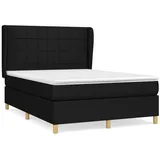 vidaXL Boxspringbett mit Matratze Schwarz 140x200 cm Stoff