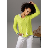 Aniston CASUAL V-Ausschnitt-Pullover, im trendigen Mustermix, Gr. 46, limone, , 39769465-46