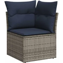 vidaXL 11-teiliges Gartensofa-Set mit Kissen, grau, Polyrattan - Grau