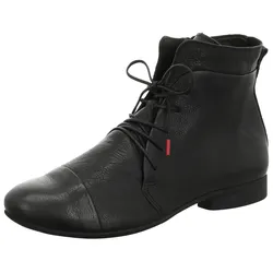Schnürstiefelette THINK "GUAD 2", Damen, Gr. 37, schwarz, Leder, klassisch, Schuhe, Komfortschuh, Freizeitschuh im zeitlosen Design