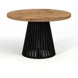dekori.interiors Dekori_Interiors Esstisch, Eiche Wotan, Schwarz, Holz, Rund, 120x77x220 cm, Esszimmer, Tische, Esstische