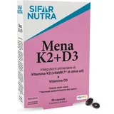 Sifar Nutra Mena K2+D3 | Vitamin K2 (Menachinon-7 in Olivenöl) | Vitamin D3| VitaMK7 | Nahrungsergänzungsmittel für Knochen, Zähne, Muskeln | Kalziumaufnahme| Gluten- und laktosefrei | 30 Kapseln