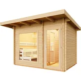 Infraworld Gartensauna Terra 2B - 70 mm mit Saunafenster 144 x 162 cm