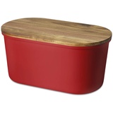 ECHTWERK Brotkasten “FRESH“, Brotbox, Brotaufbewahrung, Platzsparende Aufbewahrungsbox, Brotkorb mit Deckel und Schneidebrett aus Akazienholz, für 1 kg Brot, 37 cm, rot