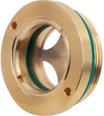 ÖLSCHAUGLAS RUND MIT REFLEKTOR, D1=G3/4, D=32, MESSING, KOMP:SICHERHEITSGLAS