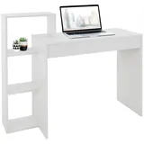 ML-Design Schreibtisch mit Regal, Arbeitstisch Bürotisch Computertisch Laptoptisch PC Tisch, mit Stauraum, Weiß, 3 Einlegeböden, 110x72x40 cm, Holz, 2-in-1 System, für Zuhause