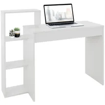 ML-Design Schreibtisch mit Regal, Arbeitstisch Bürotisch Computertisch Laptoptisch PC Tisch, mit Stauraum, Weiß, 3 Einlegeböden, 110x72x40 cm, Holz, 2-in-1 System, für Zuhause