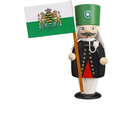 Seiffener Volkskunst | Räuchermann Erzgebirge | Kleine Gesellen 16 cm | Räuchermännchen | Original Erzgebirgische Volkskunst | 12267 | Bergmann mit Fahne