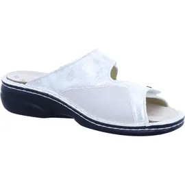 Finn Comfort Zeno Pantolette Damen, Leder,/Stretch, Oro/Steam, bequem - weiß 40