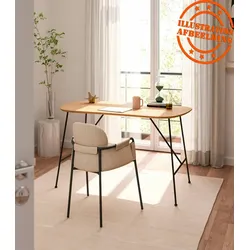 Schreibtisch aus Eichenholz mit Metallgestell  Kompakter Arbeitstisch FIONA  Minimalistisches Design  142,5x74x75 cm  Kadima Design