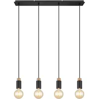 GLOBO Lighting - Hängelampe Esstischlampe 4 flammig Pendelleuchte Holzlampe Wohnzimmerleuchte, Holz Metall dunkelbraun schwarz, 4x E27, LxH 75 x 120 cm