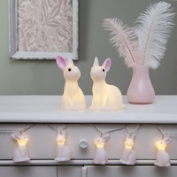 LED Lichterkette Bunny - 10 wei√üe H√§schen mit warmwei√üen LED - 1,35m - Batterie - Timer