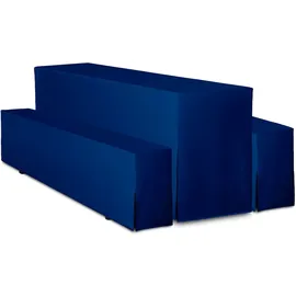 TexDeko Biertischhusse Premium Blau 220 x 70 cm 3er Set
