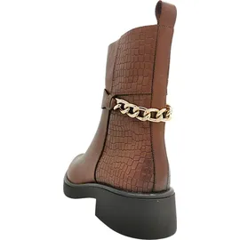 CAPRICE Damen Stiefeletten aus Leder mit Blockabsatz, Braun (Cognac Comb), 42 EU