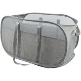 Pop-Up-Wäschekorb mit Griff, 36 x 36 x 58 cm, faltbar, aus Netzstoff, Aufbewahrungskorb für Badezimmer, Schlafzimmer, Waschküche, Reise (grau)