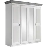 Boxxx Drehtürenschrank, Grau, Weiß, Holz, Kiefer, massiv, 4 Fächer, 205x210x64 cm, Beimöbel erhältlich, in verschiedenen Größen erhältlich, Schlafzimmer, Kleiderschränke, Drehtürenschränke