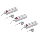 Meister Steckdosenleiste 3-fach - 3er Set - 3 m Kabel - weiß - mit Schalter - IP20 Innenbereich / Steckerleiste / Mehrfachsteckdose / Tischsteckdose / Tido 3-fach / 7430570