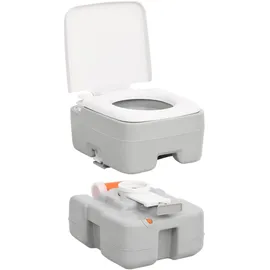 vidaXL Camping-Toilette Tragbar Grau und Weiß 15+10 L HDPE