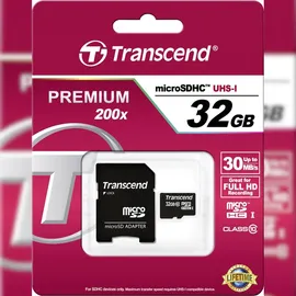 Transcend microSDHC Class 10 + SD-Adapter 32 GB