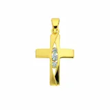 Adelia ́s Kettenanhänger Kreuzanhänger 333 Gold (8K) mit Zirkonia, Goldanhänger Kreuz goldfarben