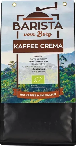 Barista vom Berg Cafe Crema, ganze Bohne bio 500g