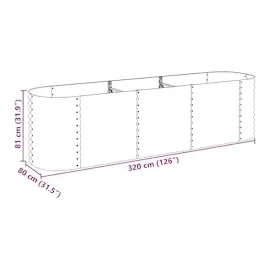 vidaXL Garten-Hochbeet verzinkter Stahl 320 x 80 x 81 cm Grau