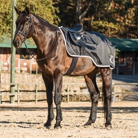 HORZE ProTrek Reitdecke mit Fleece, 420D, mit Dupont Teflon Beschichtung für wasserabweisenden Schutz, Atmungsaktiv, Schwarz, 75-165CM, Schwarz, 135