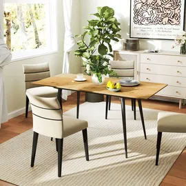 Homcom Esstisch ausziehbar rechteckig Küchentisch für 6-8 Personen mit Holzoptik, Schiebeschienen und Verriegelungen Esszimmertisch, Naturholz, 120-160 cm