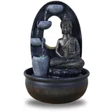 Zen'Light - Zimmerbrunnen Buddha Harmonie - Wasserbrunnen mit geräuschloser Pumpe - LED-Brunnen mit 2 Farben - Abnehmbarer Statue - Geschenkidee für Zen und Fengshui - Höhe: 40 cm