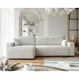 idohome Ecksofa 3-Sitzer mit Schlaffunktion und Bettkasten Beige