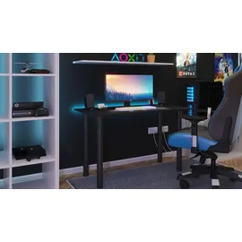 Möbelsystem Gaming Schreibtisch mit LED Beleuchtung,Schwarz - Schwarz