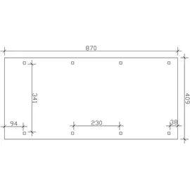 SKANHOLZ Wendland Einzelcarport 4,09 x 8,70 m eiche hell mit EPDM-Dach und Pfostenanker