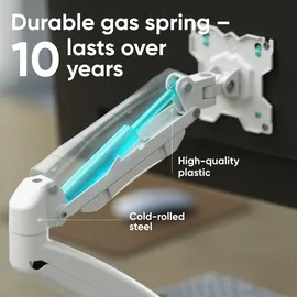 ONKRON Monitor Tischhalterung für 13-32 Zoll, bis 8 kg, Gasdruckfeder, VESA 75x75 & 100x100, schwenkbar, neigbar, drehbar, Weiß G80-W