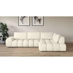 Ecksofa INOSIGN "AZITA klein, L-Form, elegant und bequem Designsofa", beige (creme), B:296cm H:89cm T:176,5cm, 100% Polyester, Sofas, lose Rückenkissen, traumhafte Steppung, Maße B/T/H: 296/176,5/89 cm