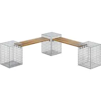 Gabiona 3-Gabionenbank Teak 45 cm x 60 cm x