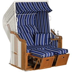 SUNNY SMART Strandkorb »Rustikal, aufgebaut«, BxHxT: 125 x 160 x 90 cm, Halblieger, weiß/natur - weiss