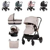 Chipolino Kombikinderwagen 3 in 1 Infinity i-Size Babyschale Babywanne Sportsitz beige