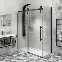 Gelco Komplettdusche VOLCANO BLACK Rechteckige Duschkabine 1300x800mm L/R Variante, BxT: 130x80 cm, Gelco-GV1413GV3480-SET